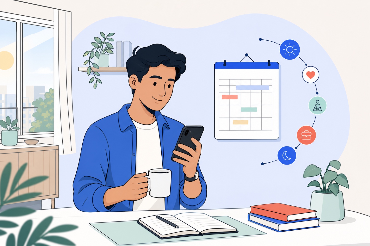 A person checking his personalised Daily prediction while starting the day